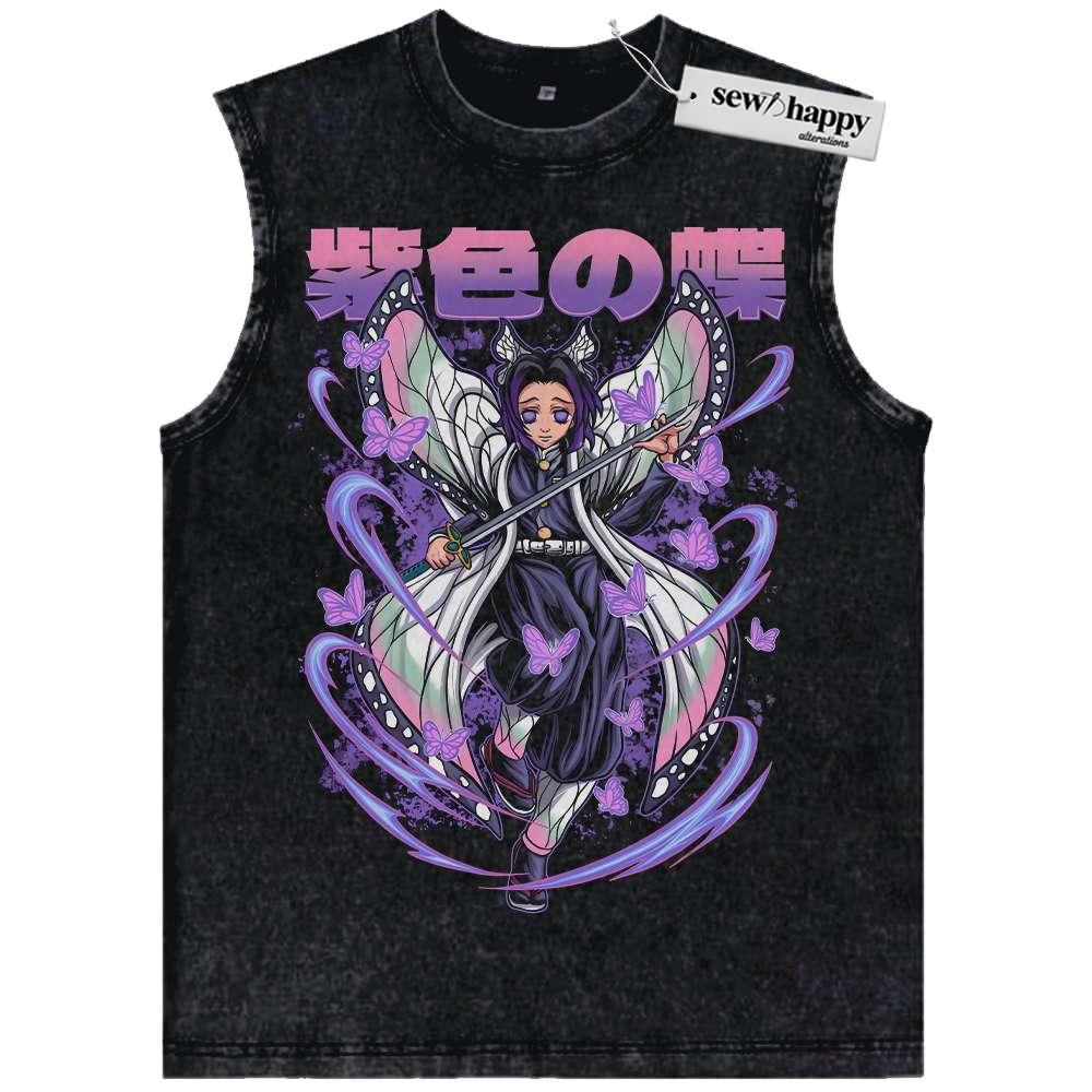 Wash Tank Top Shinobu Kocho Tank Top, Demon Slayer Tank Top, Anime Tank Top, Vintage Tank Top