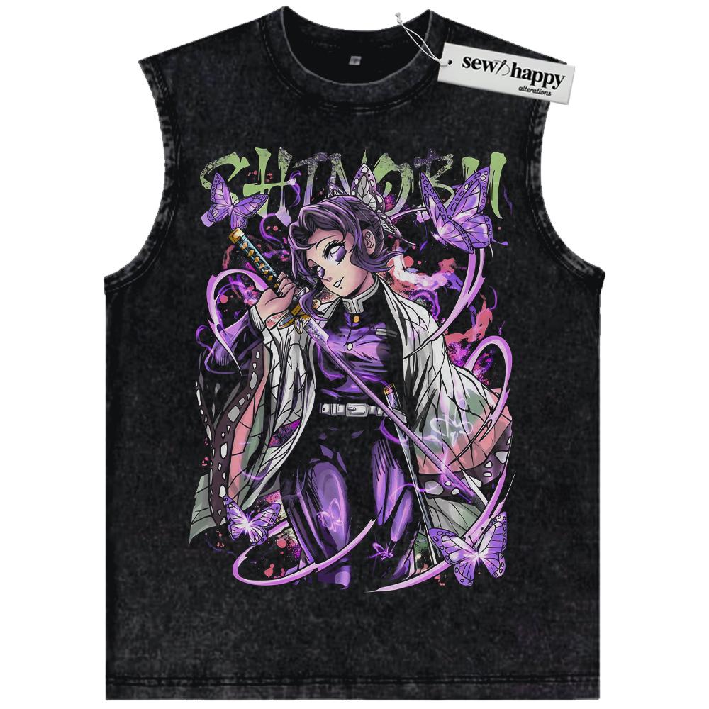 Wash Tank Top Shinobu Kocho Tank Top, Demon Slayer Tank Top, Anime Tank Top, Vintage Tank Top
