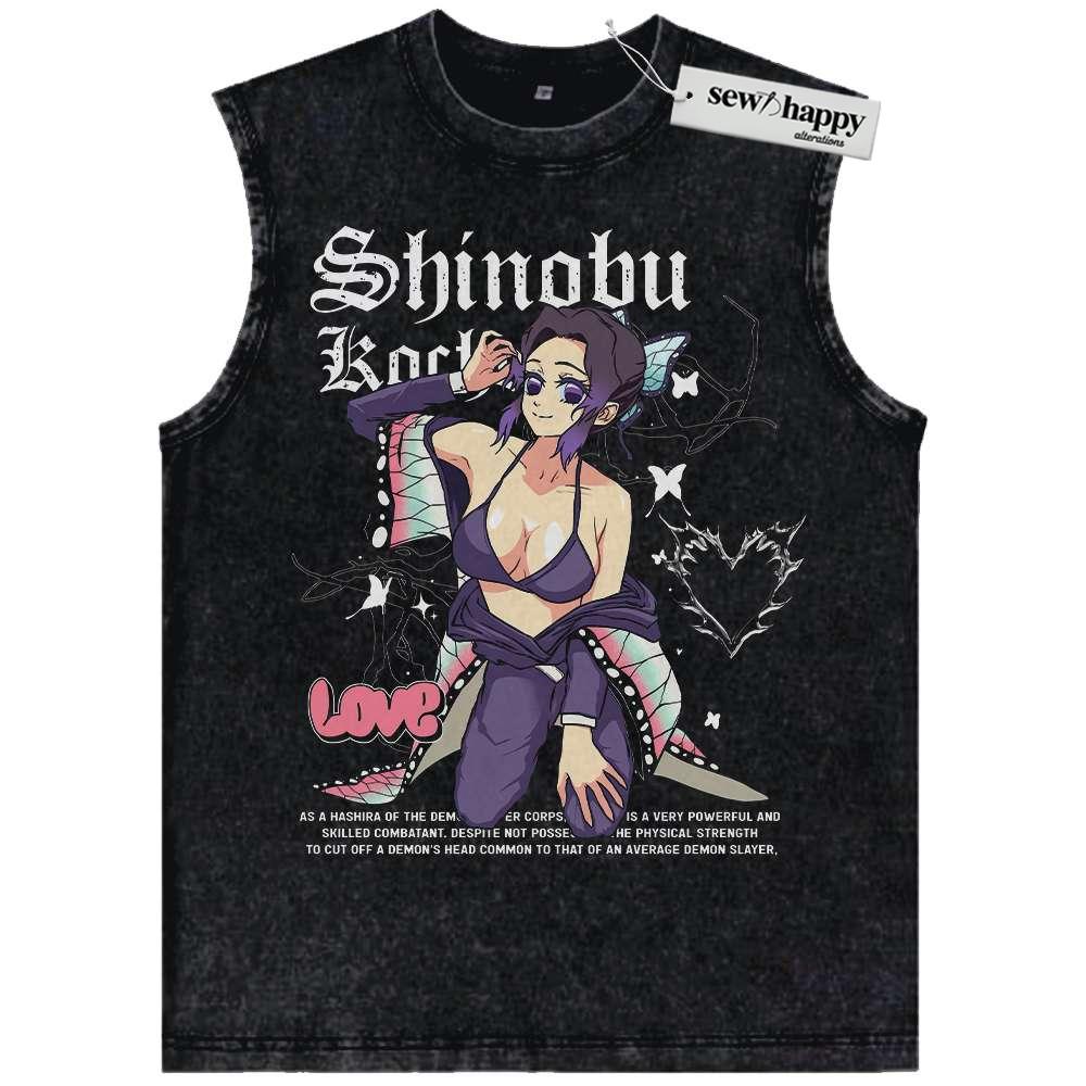 Wash Tank Top Shinobu Kocho Tank Top, Demon Slayer Tank Top, Anime Tank Top, Vintage Tank Top