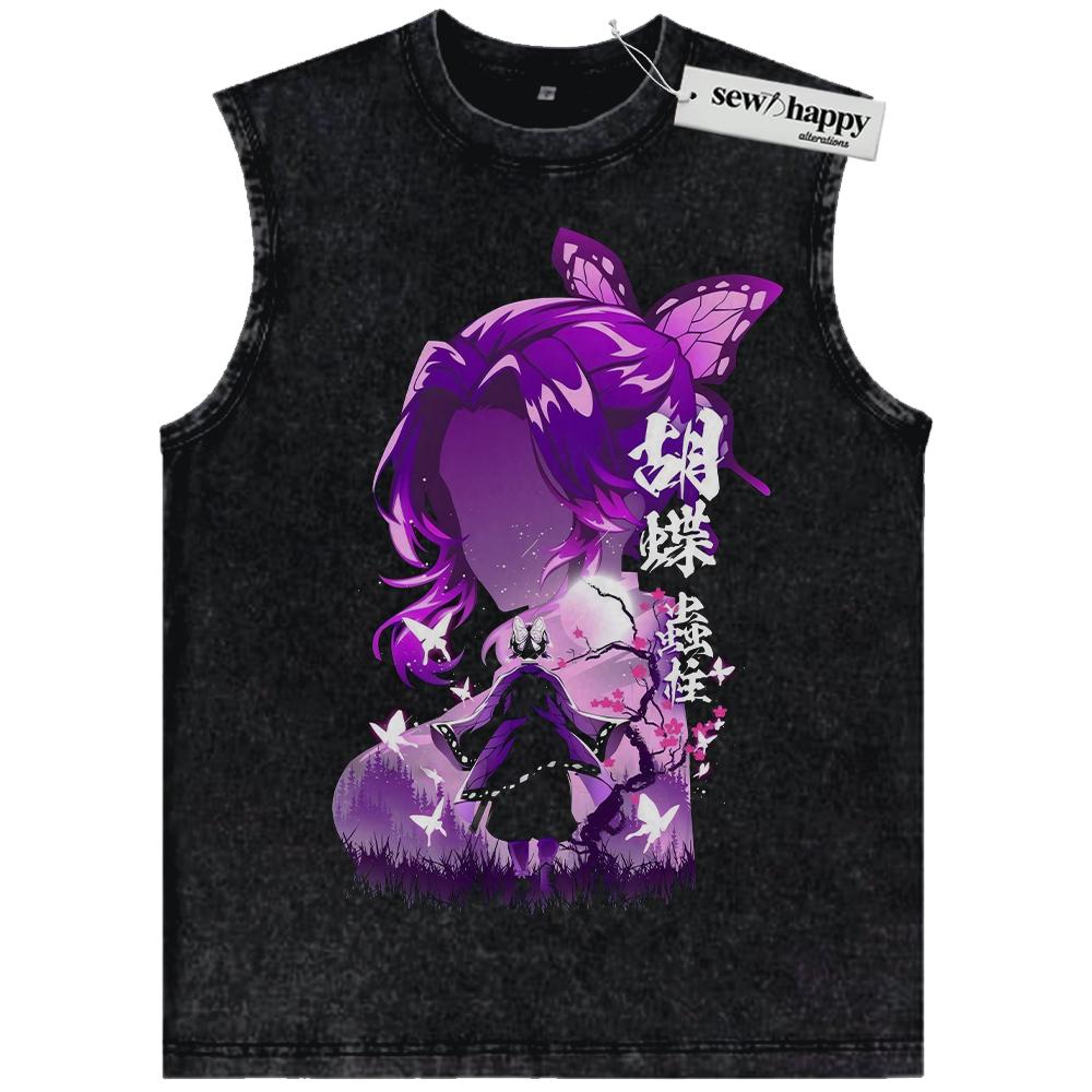 Wash Tank Top Shinobu Kocho Tank Top, Demon Slayer Tank Top, Anime Tank Top, Vintage Tank Top