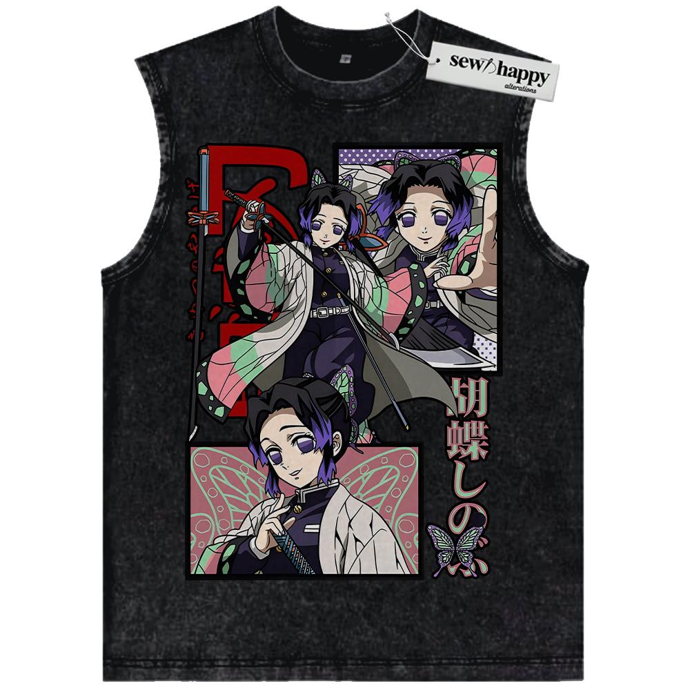 Wash Tank Top Shinobu Kocho Tank Top, Demon Slayer Tank Top, Anime Tank Top, Vintage Tank Top