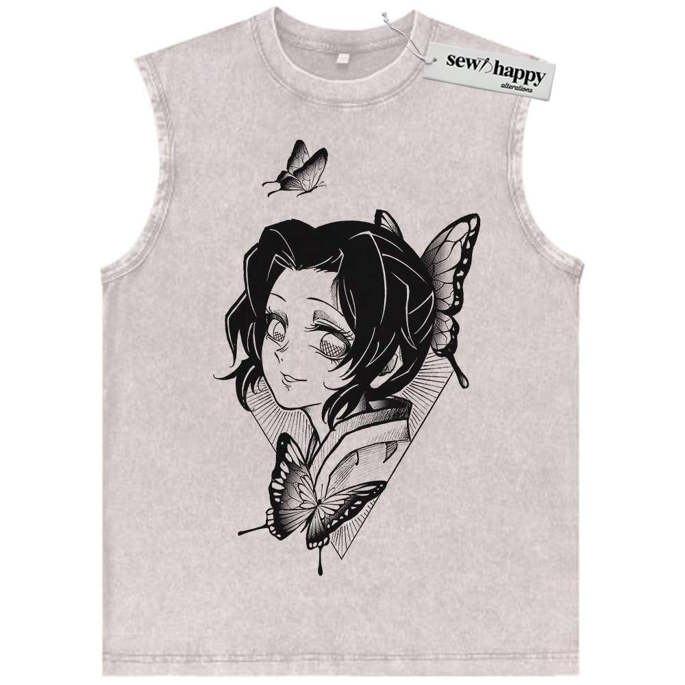 Wash Tank Top Shinobu Kocho Tank Top, Demon Slayer Tank Top, Anime Tank Top, Vintage Tank Top