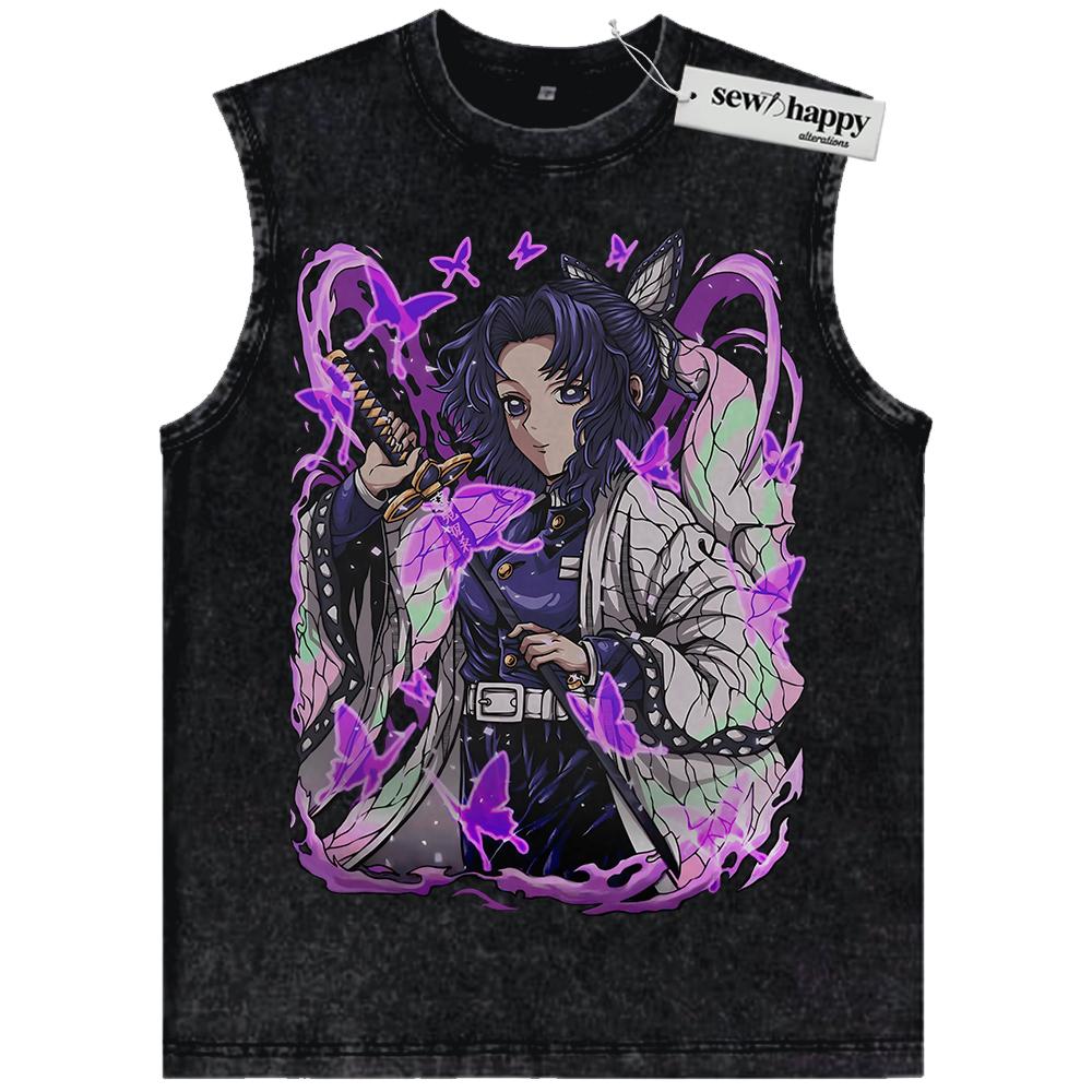 Wash Tank Top Shinobu Kocho Tank Top, Demon Slayer Tank Top, Anime Tank Top, Vintage Tank Top