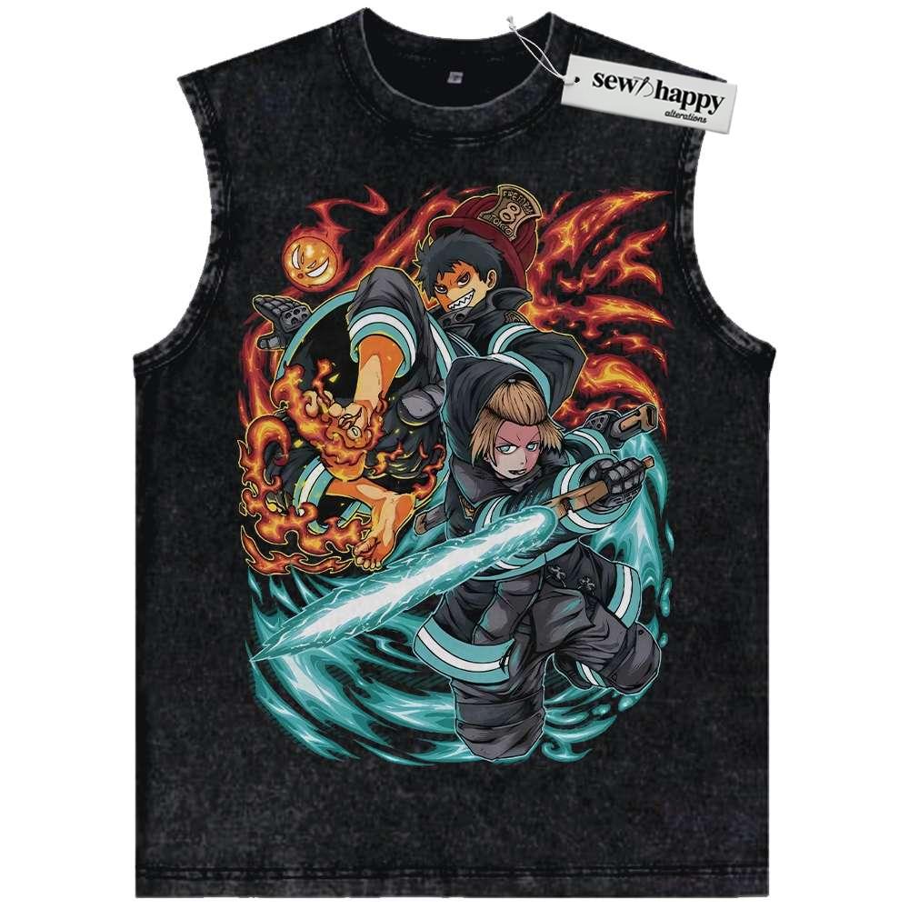Wash Tank Top Shinra Kusakabe Tank Top, Arthur Boyle Tank Top, Fire Force Tank Top, Anime Tank Top, Vintage Tank Top