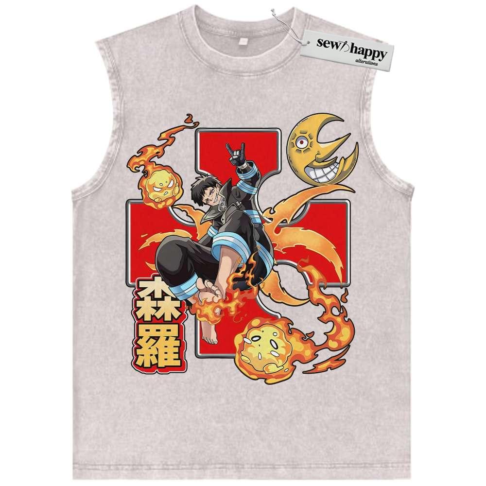 Wash Tank Top Shinra Kusakabe Tank Top, Arthur Boyle Tank Top, Fire Force Tank Top, Anime Tank Top, Vintage Tank Top