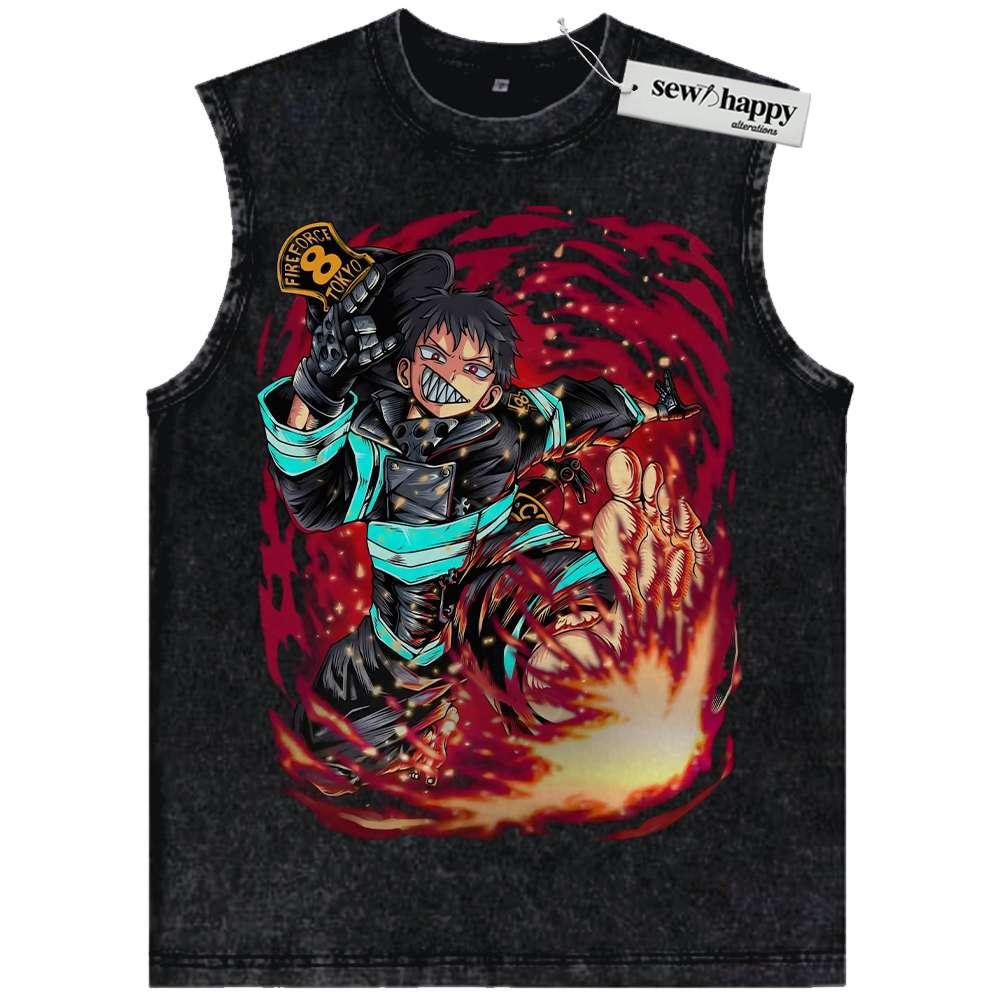 Wash Tank Top Shinra Kusakabe Tank Top, Fire Force Tank Top, Anime Tank Top, Vintage Tank Top