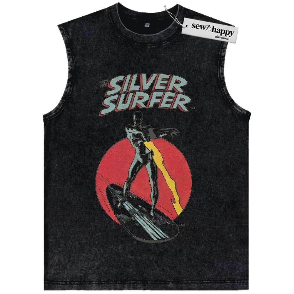 Wash Tank Top Silver Surfer Tank Top, Marvel Comics Tank Top, Vintage Tank Top