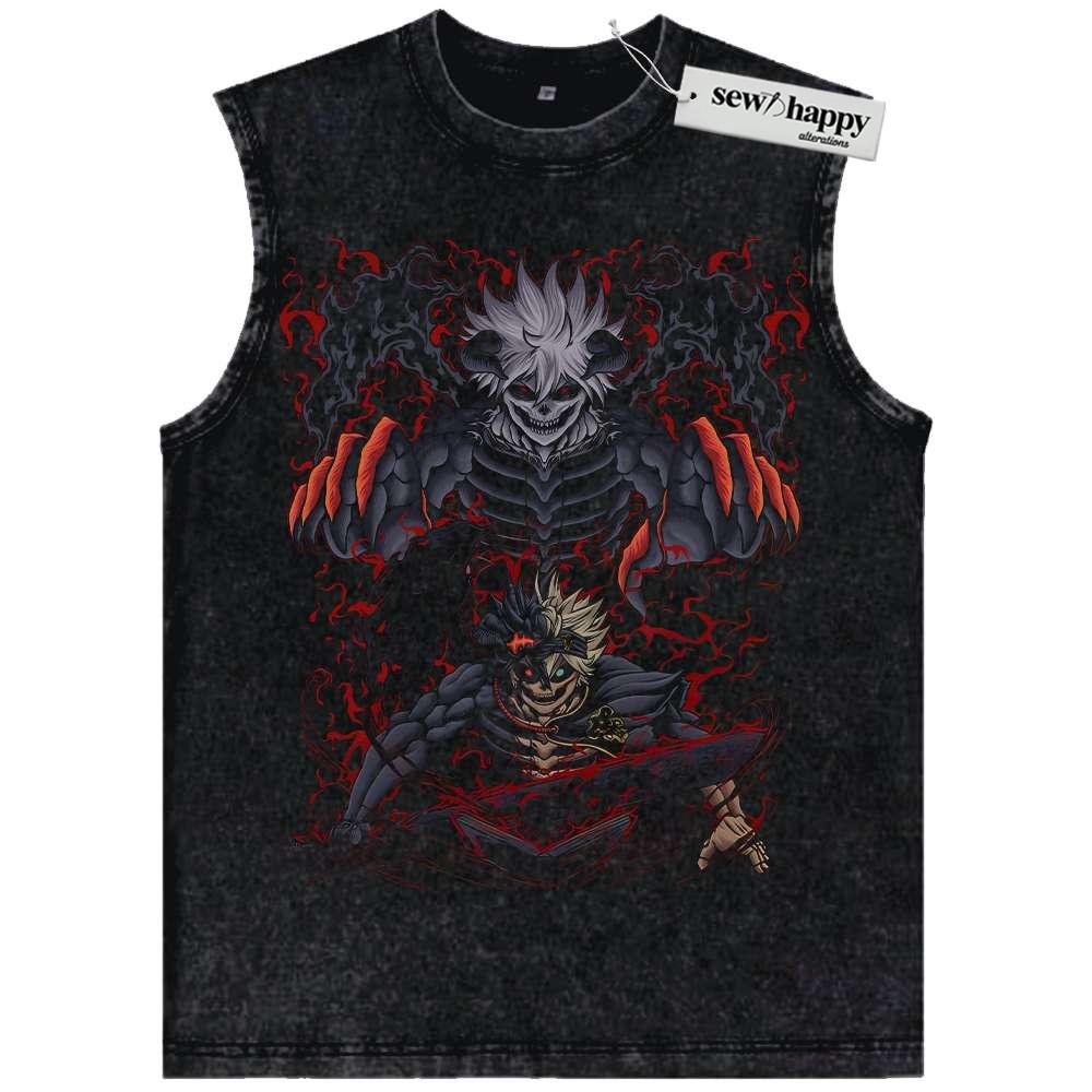 Wash Tank Top Skeleton Asta Tank Top, Black Clover Tank Top, Anime Tank Top, Vintage Tank Top