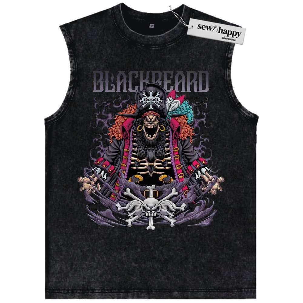 Wash Tank Top Skeleton Blackbeard Tank Top, Marshall D Teach Tank Top, One Piece Tank Top, Anime Tank Top, Vintage Tank Top