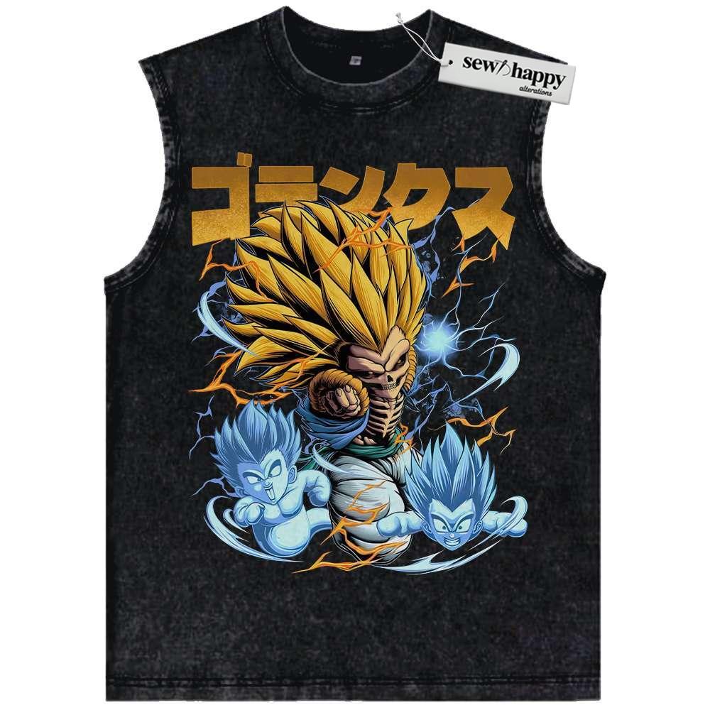 Wash Tank Top Skeleton Gotenks Tank Top, Dragon Ball Tank Top, DBZ Tank Top, Anime Tank Top, Vintage Tank Top