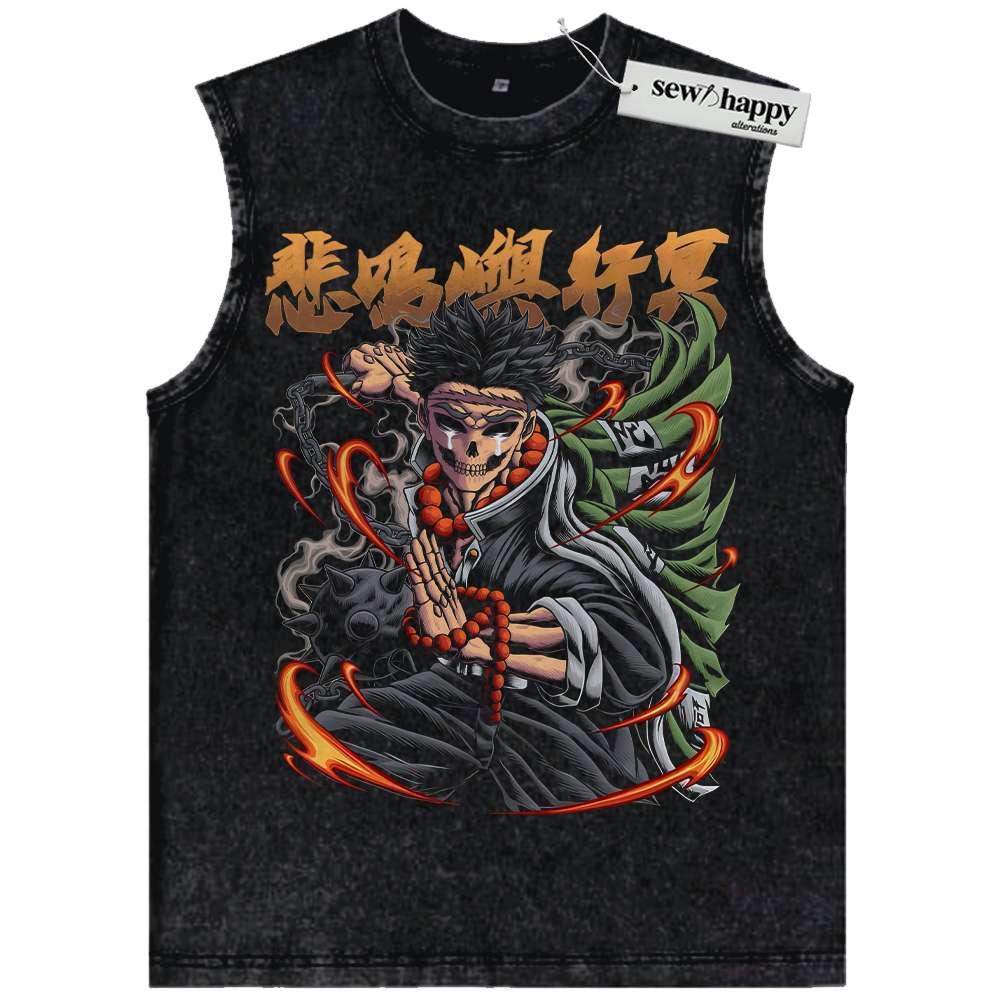 Wash Tank Top Skeleton Gyomei Himejima Tank Top, Demon Slayer Tank Top, Anime Tank Top, Vintage Tank Top