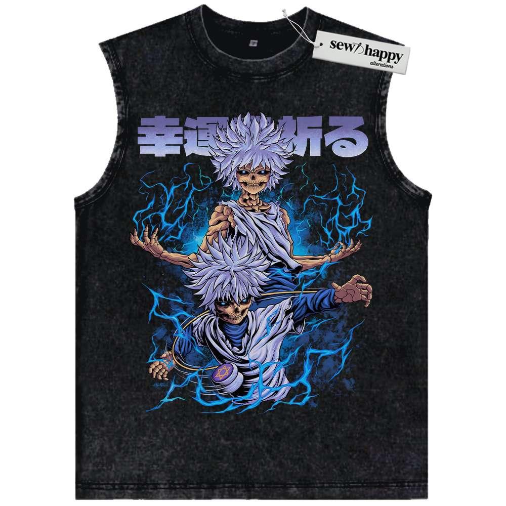 Wash Tank Top Skeleton Killua Zoldyck Tank Top, Hunter x Hunter Tank Top, HxH Tank Top, Anime Tank Top, Vintage Tank Top