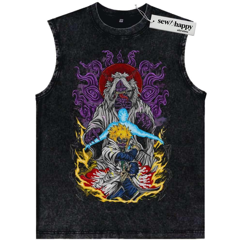 Wash Tank Top Skeleton Minato Namikaze Tank Top, Naruto Tank Top, Anime Tank Top, Vintage Tank Top