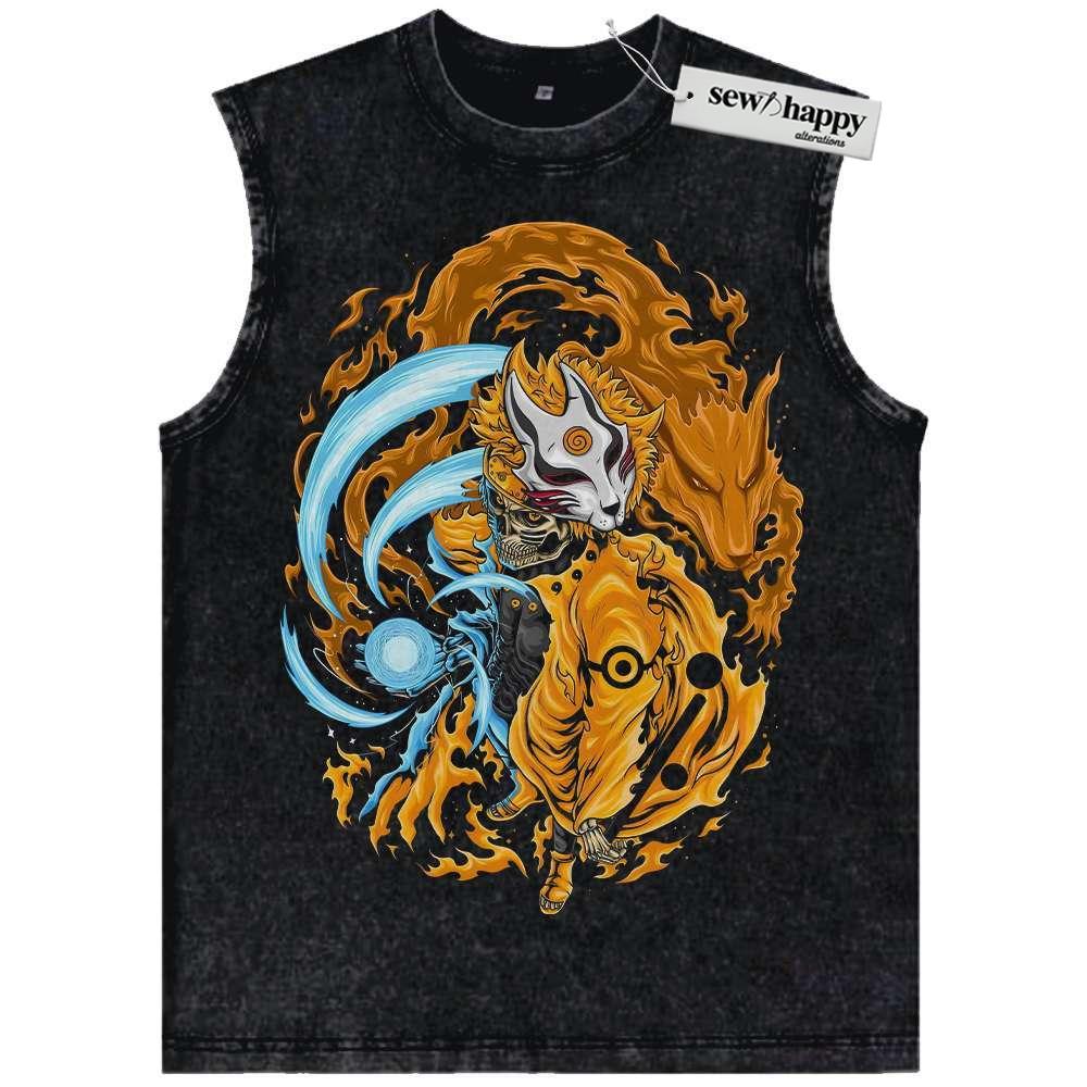 Wash Tank Top Skeleton Naruto Uzumaki Tank Top, Anime Tank Top, Vintage Tank Top