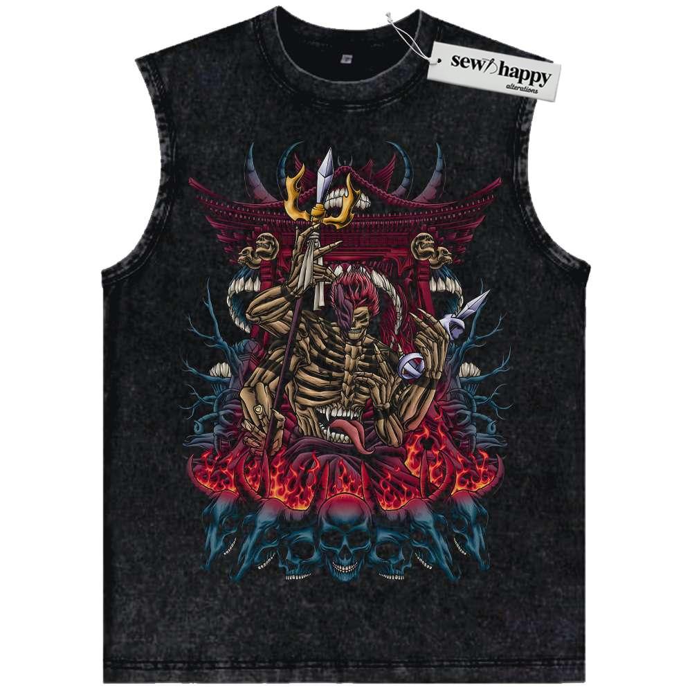 Wash Tank Top Skeleton Ryomen Sukuna Tank Top, Jujutsu Kaisen Tank Top, Anime Tank Top, Vintage Tank Top