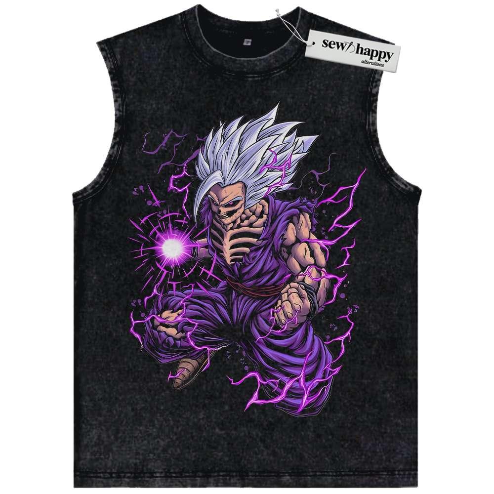 Wash Tank Top Skeleton Son Gohan Tank Top, Dragon Ball Tank Top, DBZ Tank Top, Anime Tank Top, Vintage Tank Top