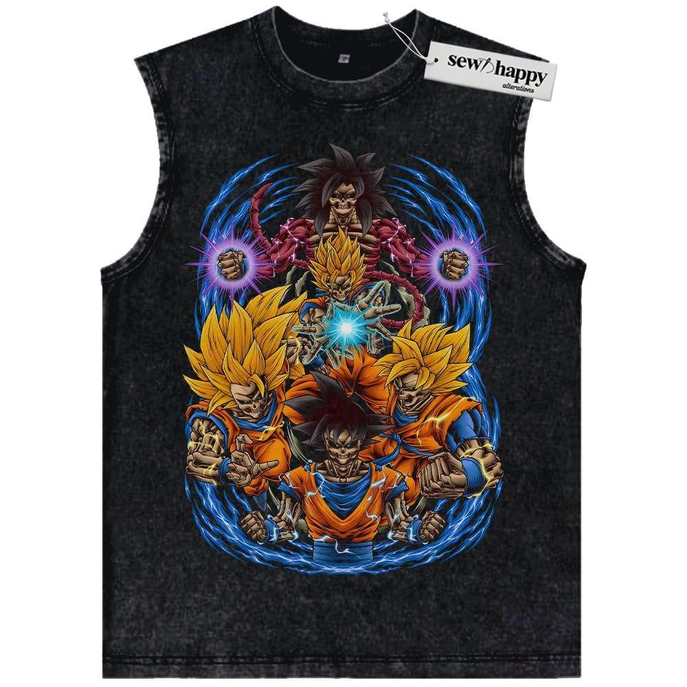 Wash Tank Top Skeleton Son Goku Tank Top, Dragon Ball Tank Top, Anime Tank Top, Vintage Tank Top