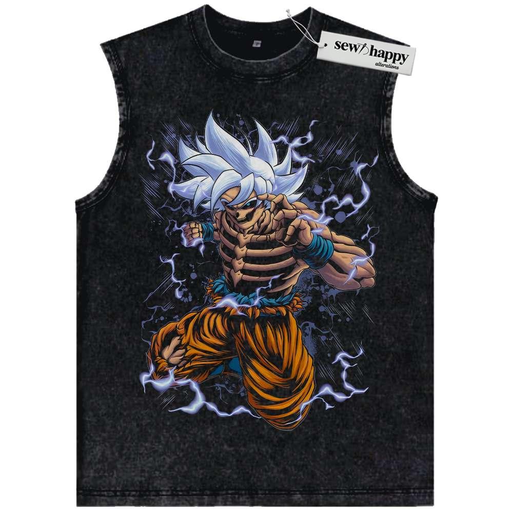 Wash Tank Top Skeleton Ultra Instinct Son Goku Tank Top, Dragon Ball Tank Top, DBZ Tank Top, Anime Tank Top, Vintage Tank Top