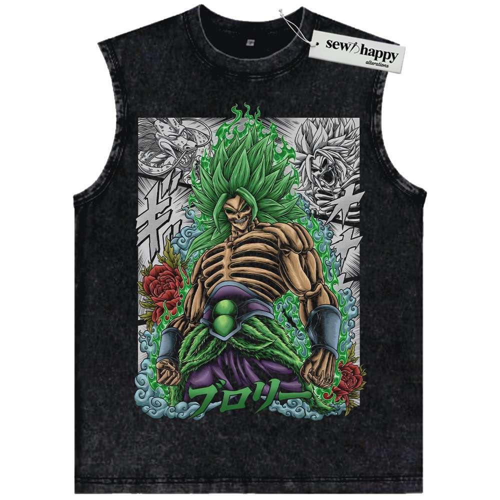 Wash Tank Top Skull Broly Tank Top, Dragon Ball Z Tank Top, DBZ Tank Top, Anime Tank Top, Vintage Tank Top