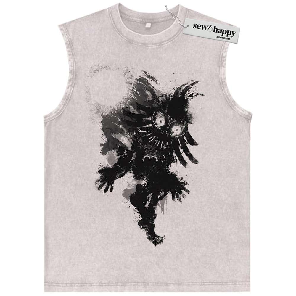 Wash Tank Top Skull Kid Tank Top, The Legend of Zelda: Majora’s Mask Tank Top, Game Tank Top, Vintage Tank Top