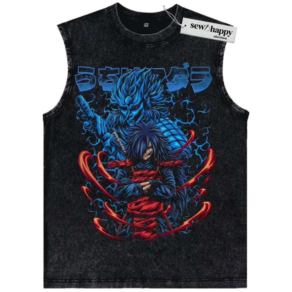 Wash Tank Top Skull Madara Uchiha Tank Top, Naruto Tank Top, Anime Tank Top, Vintage Tank Top
