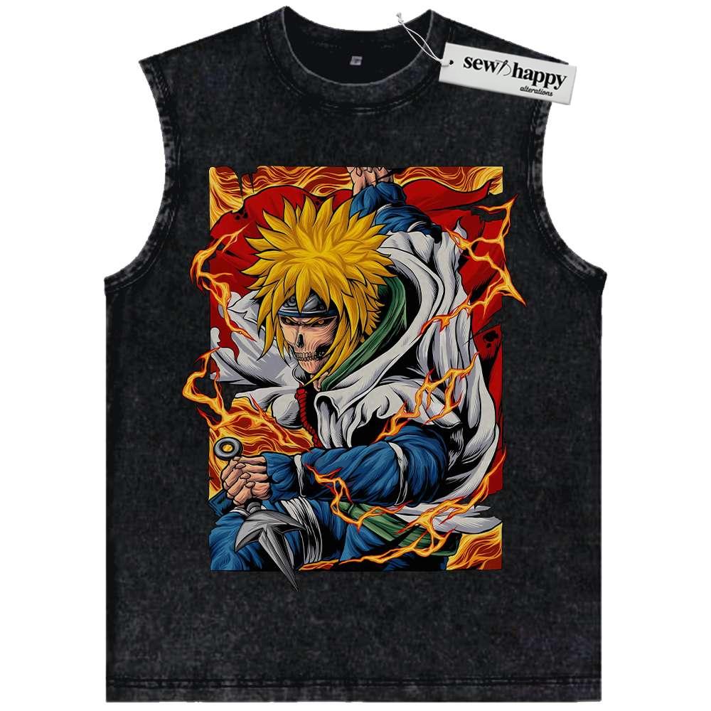 Wash Tank Top Skull Minato Namikaze Tank Top, Naruto Tank Top, Anime Tank Top, Vintage Tank Top