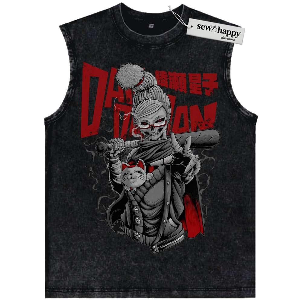 Wash Tank Top Skull Seiko Ayase Tank Top, Dandadan Tank Top, Anime Tank Top, Vintage Tank Top