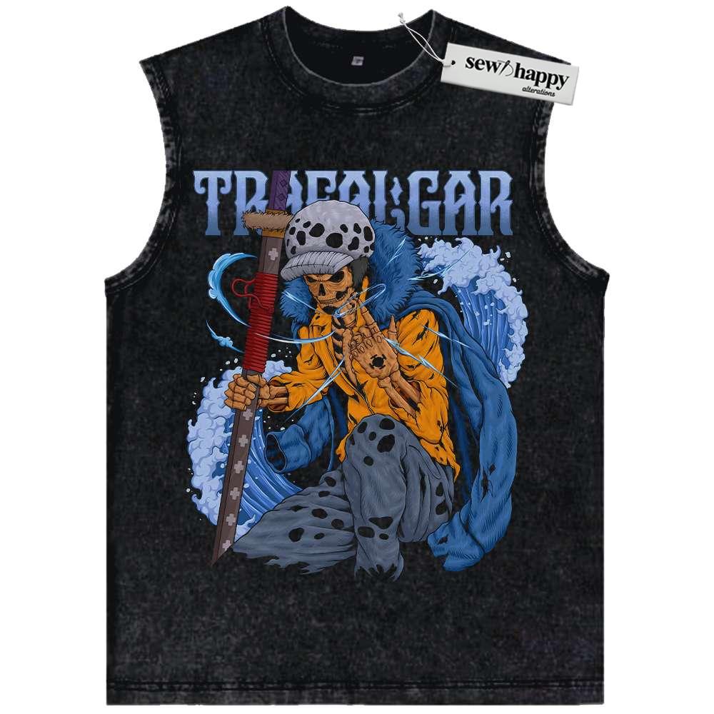 Wash Tank Top Skull Trafalgar D Water Law Tank Top, One Piece Tank Top, Anime Tank Top, Vintage Tank Top