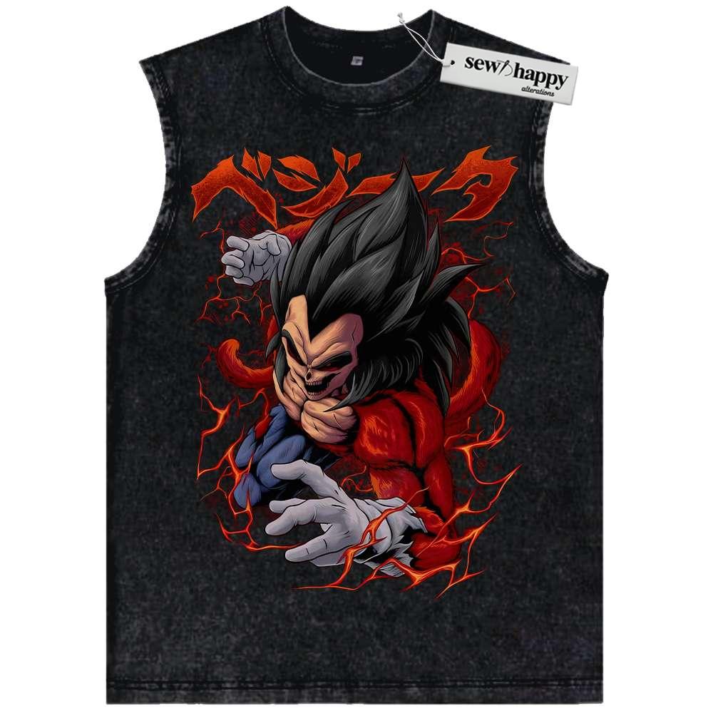 Wash Tank Top Skull Vegeta JJ4 Tank Top, Dragon Ball Tank Top, DBZ Tank Top, Anime Tank Top, Vintage Tank Top