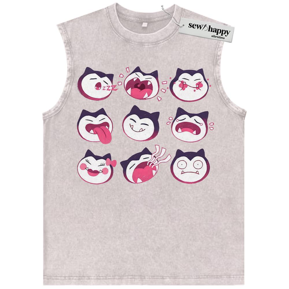 Wash Tank Top Snorlax Tank Top, Pokemon Tank Top, PKM Tank Top, Anime Tank Top, Vintage Tank Top