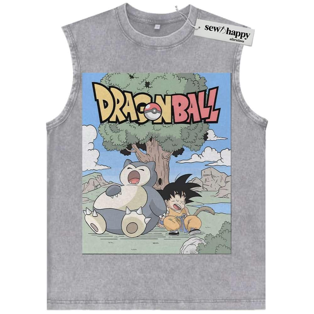 Wash Tank Top Snorlax Tank Top, Son Goku Tank Top, Dragon Ball Tank Top, Pokemon Tank Top, Anime Tank Top, Vintage Tank Top