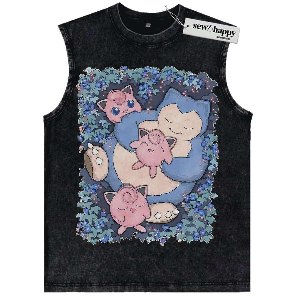Wash Tank Top Snorlax vs Jigglypuff Tank Top, Pokemon Tank Top, Anime Tank Top, Vintage Tank Top