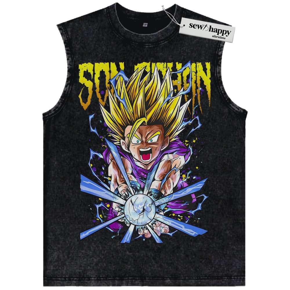 Wash Tank Top Son Gohan Tank Top, Dragon Ball Tank Top, Anime Tank Top, Vintage Tank Top