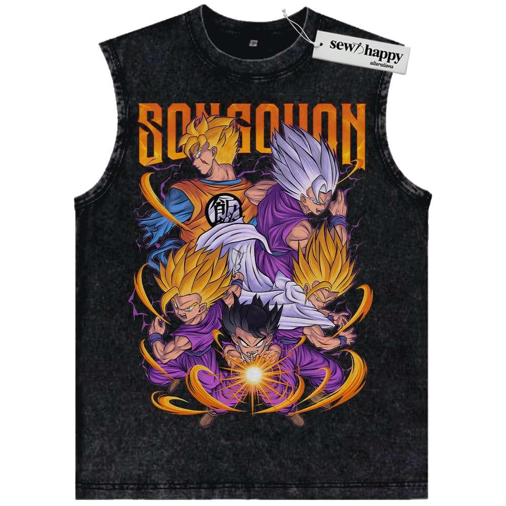 Wash Tank Top Son Gohan Tank Top, Dragon Ball Tank Top, DBZ Tank Top, Anime Tank Top, Vintage Tank Top