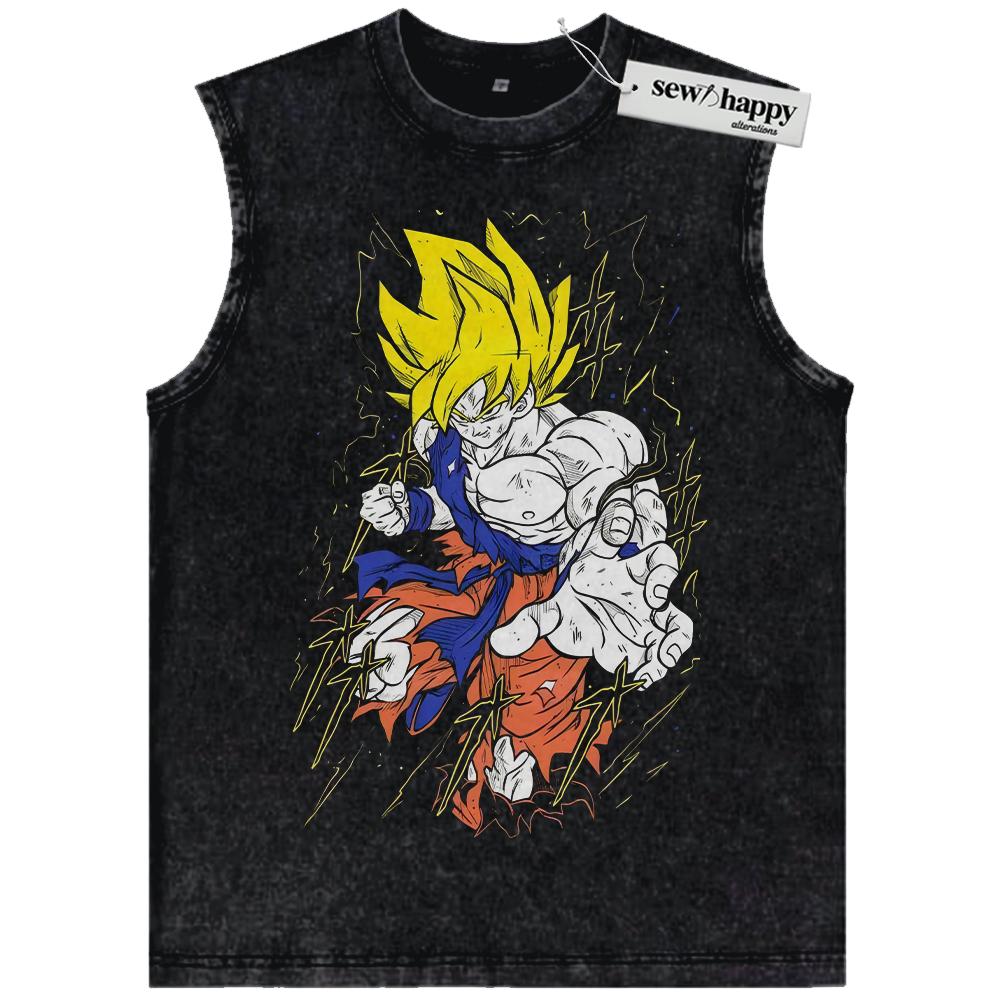 Wash Tank Top Son Goku Tank Top, Dragon Ball Tank Top, Anime Tank Top, Vintage Tank Top