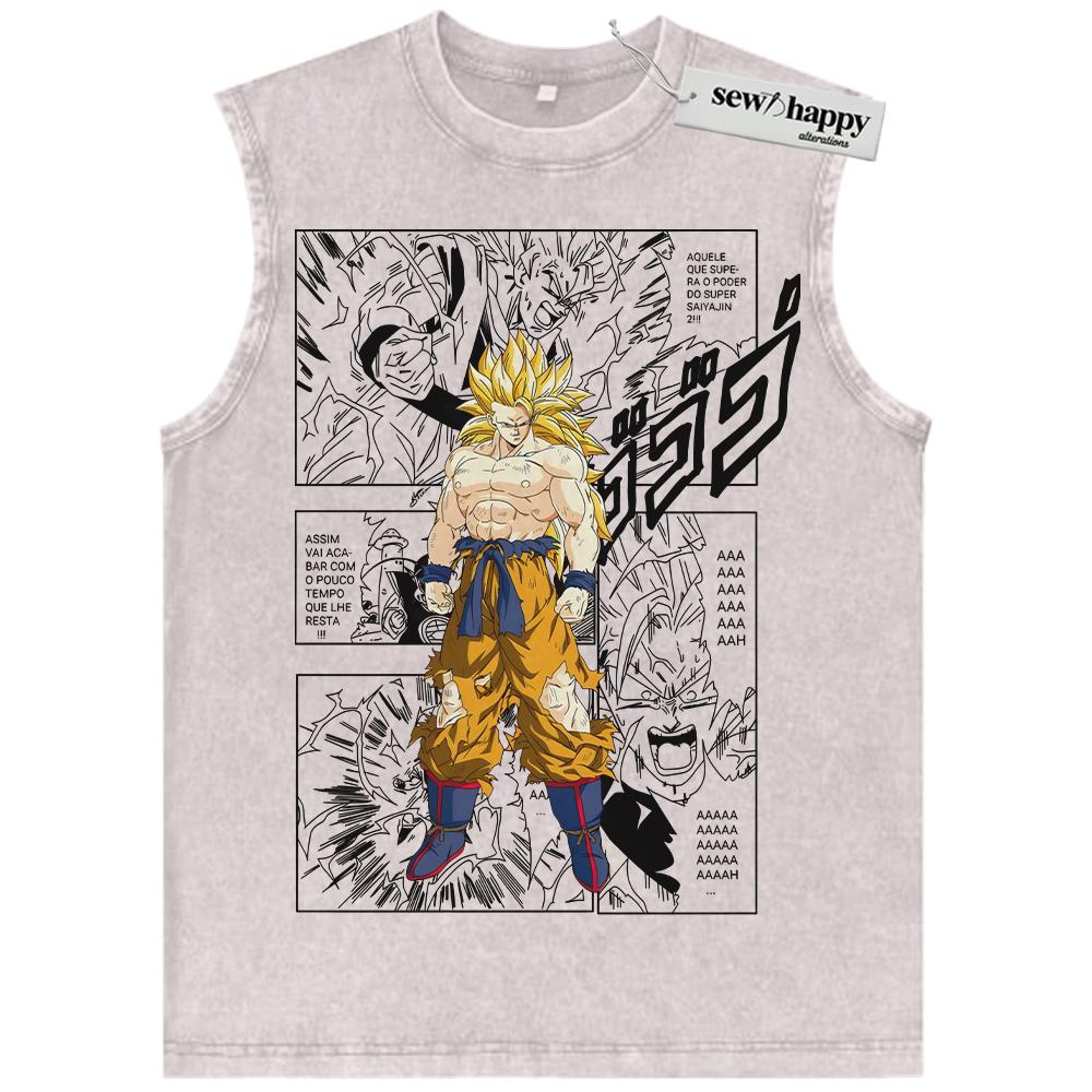 Wash Tank Top Son Goku Tank Top, Dragon Ball Tank Top, DBZ Tank Top, Anime Tank Top, Vintage Tank Top