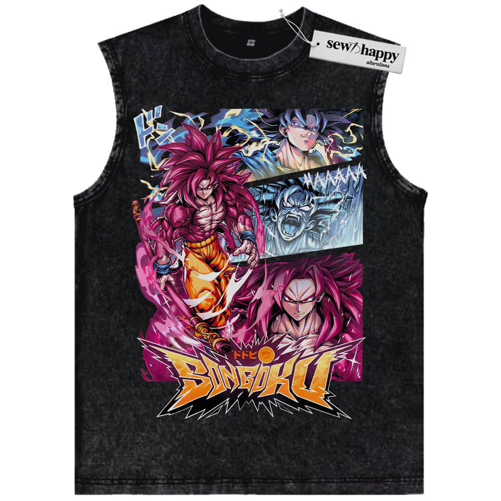 Wash Tank Top Son Goku Tank Top, Dragon Ball Tank Top, DBZ Tank Top, Anime Tank Top, Vintage Tank Top