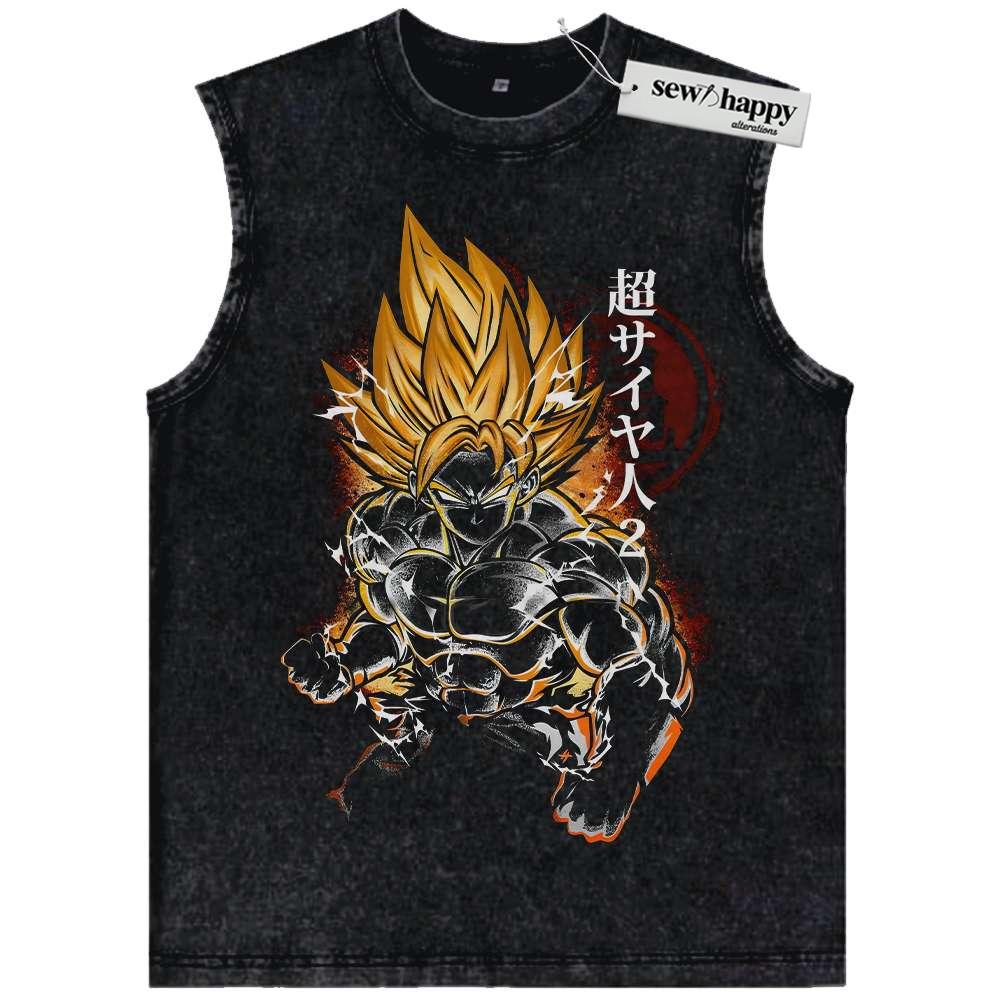 Wash Tank Top Son Goku Tank Top, Dragon Ball Tank Top, DBZ Tank Top, Anime Tank Top, Vintage Tank Top