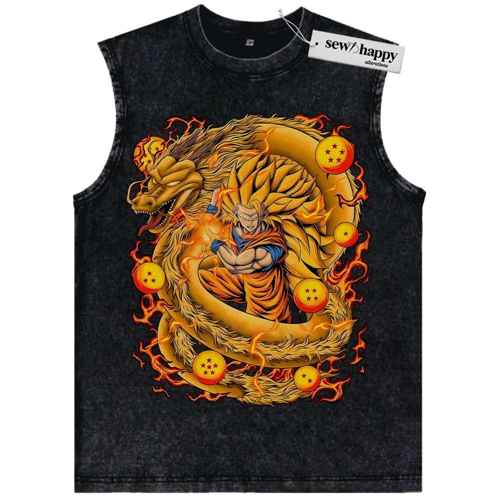 Wash Tank Top Son Goku Tank Top, Dragon Ball Z Tank Top, DBZ Tank Top, Anime Tank Top, Vintage Tank Top