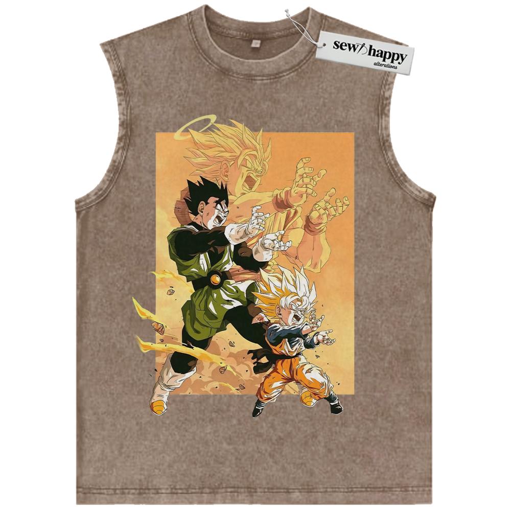 Wash Tank Top Son Goku Tank Top, Gohan Tank Top, Son Goten Tank Top, Dragon Ball Tank Top, DBZ Tank Top, Anime Tank Top, Vintage Tank Top
