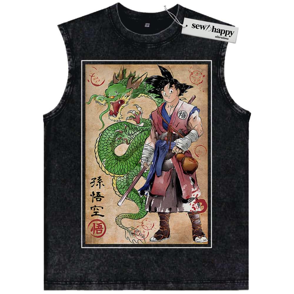 Wash Tank Top Son Goku Tank Top, Shenron Tank Top, Dragon Ball Z Tank Top, DBZ Tank Top, Anime Tank Top, Vintage Tank Top