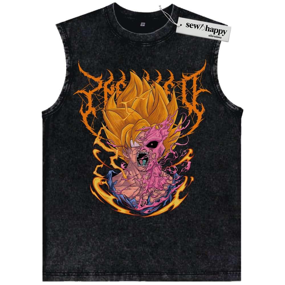 Wash Tank Top Son Goku vs Majin Buu Tank Top, Dragon Ball Tank Top, Anime Tank Top, Vintage Tank Top