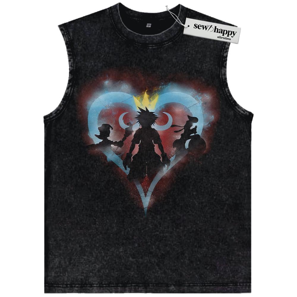Wash Tank Top Sora Tank Top, Kingdom Hearts Tank Top, Game Tank Top, Vintage Tank Top