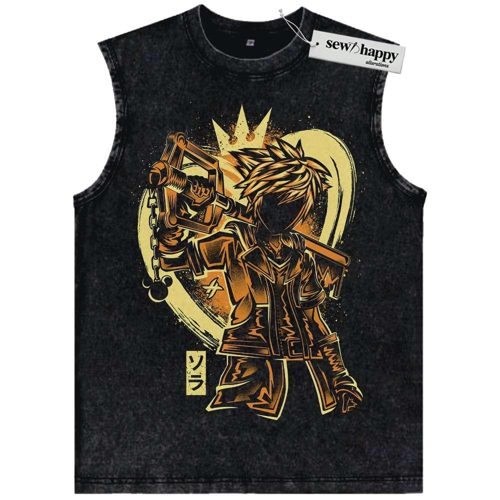 Wash Tank Top Sora Tank Top, Kingdom Hearts Tank Top, Game Tank Top, Vintage Tank Top