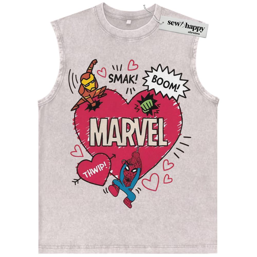 Wash Tank Top Spider-Man Tank Top, Marvel Comics Tank Top, Valentine’s Day Tank Top, Vintage Tank Top