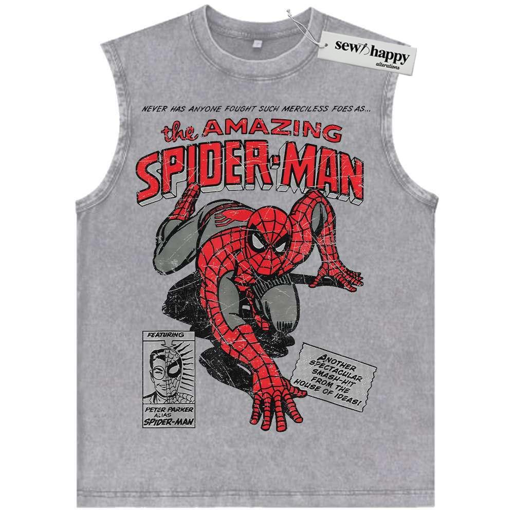 Wash Tank Top Spider-Man Tank Top, Marvel Comics Tank Top, Vintage Tank Top