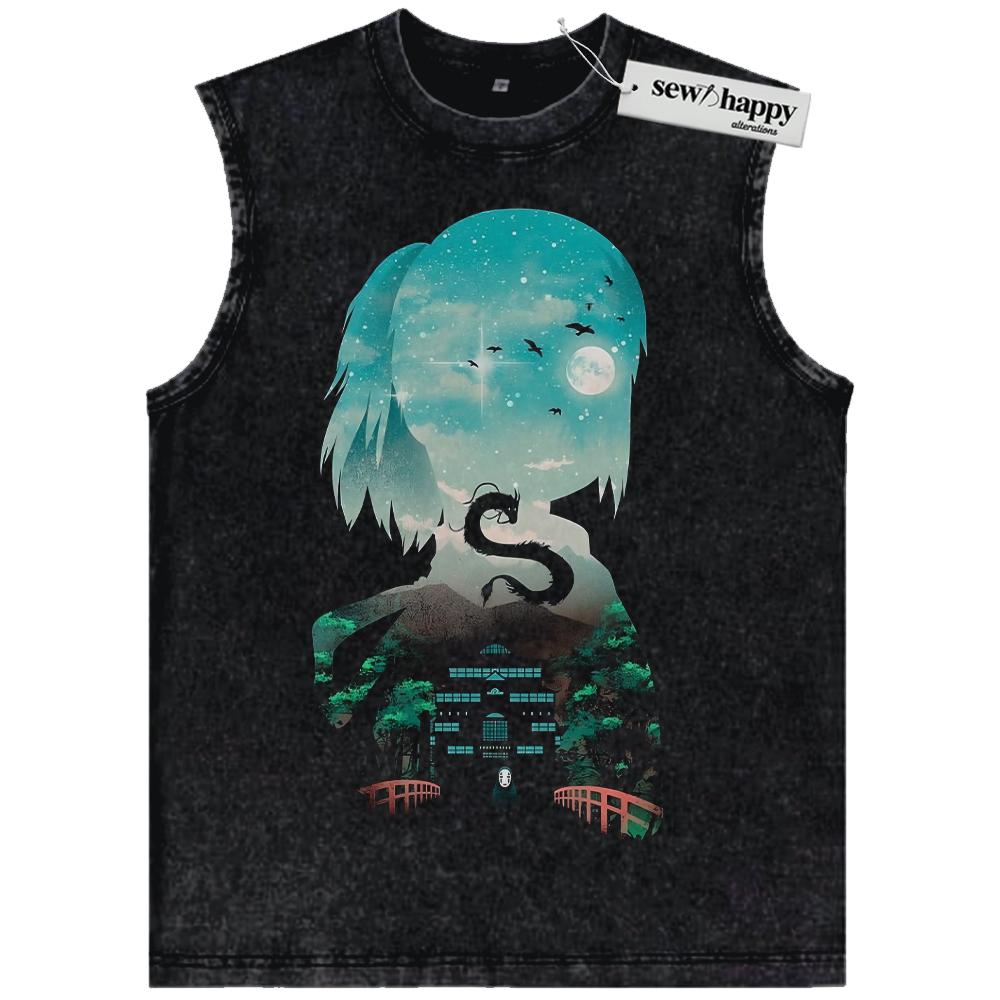 Wash Tank Top Spirited Away Tank Top, Studio Ghibli Tank Top, Anime Tank Top, Vintage Tank Top