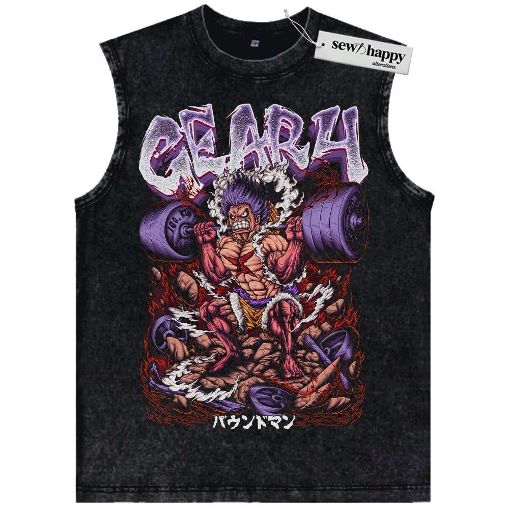 Wash Tank Top Squat Gym Luffy Tank Top, One Piece Tank Top, Anime Tank Top, Vintage Tank Top