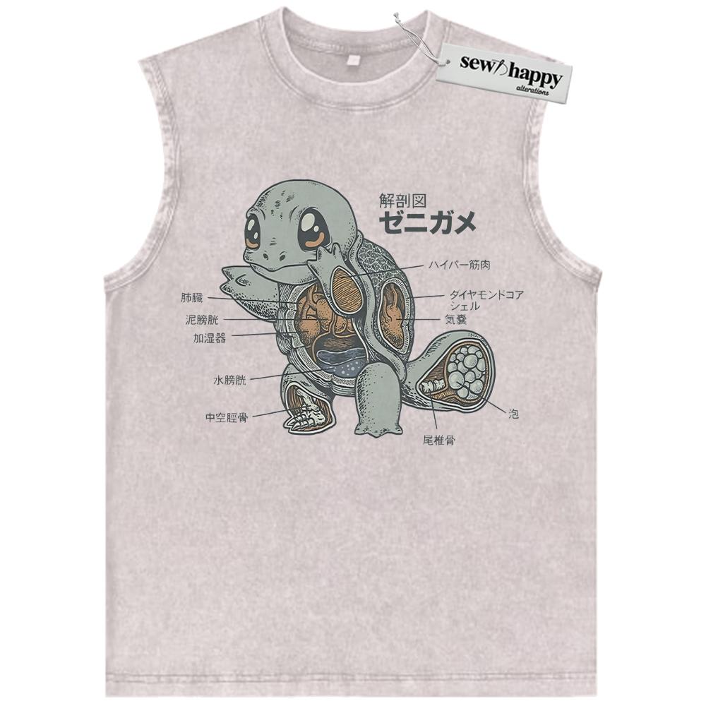 Wash Tank Top Squirtle Tank Top, Pokemon Tank Top, PKM Tank Top, Anime Tank Top, Vintage Tank Top