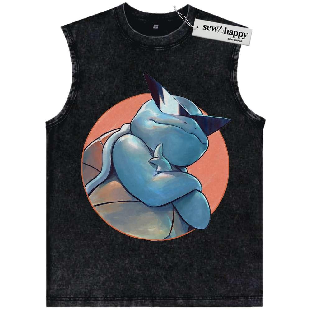 Wash Tank Top Squirtle Tank Top, Pokemon Tank Top,Anime Tank Top, Vintage Tank Top
